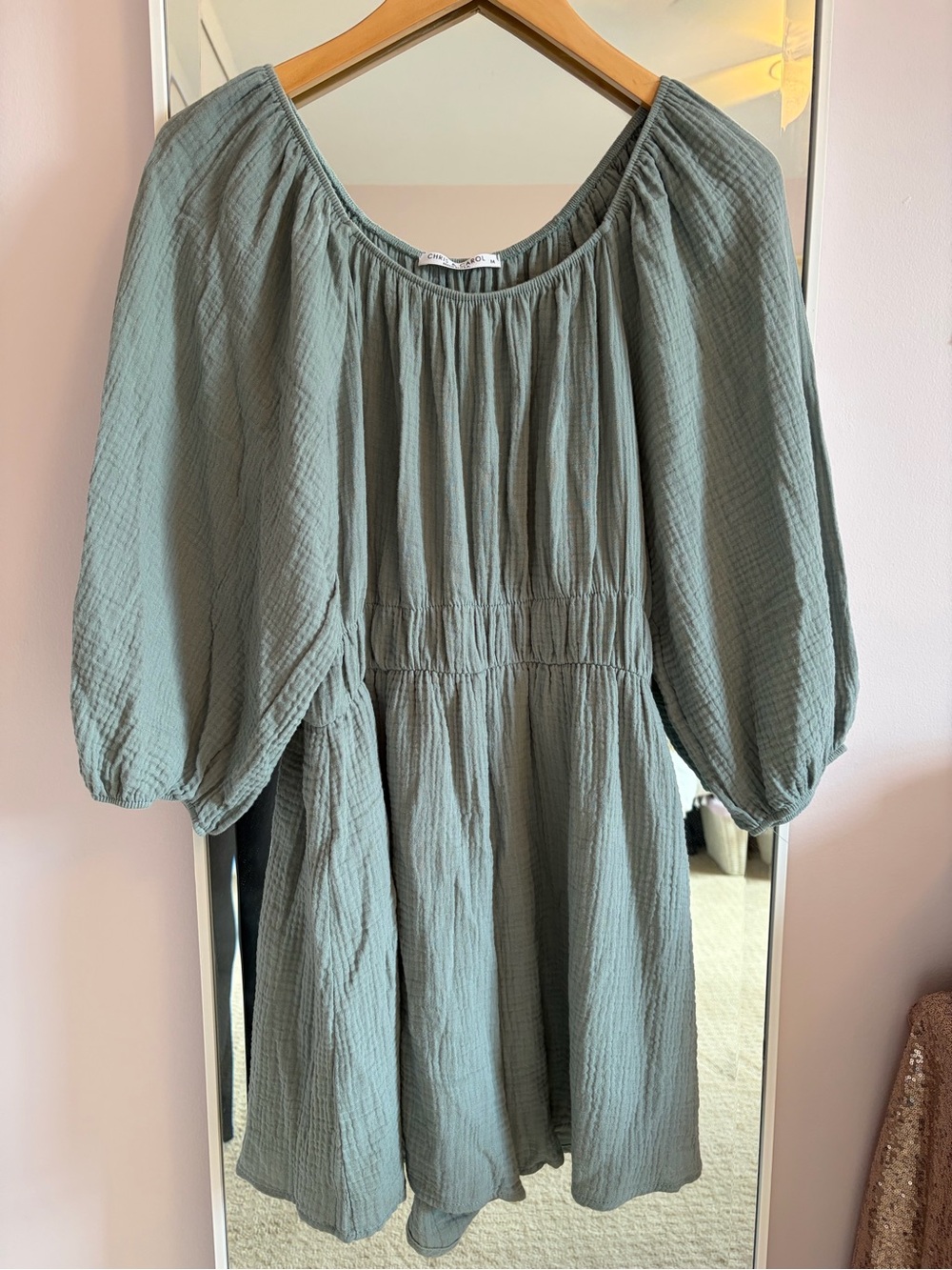 Chris & Carol Sage Green Gauze Romper